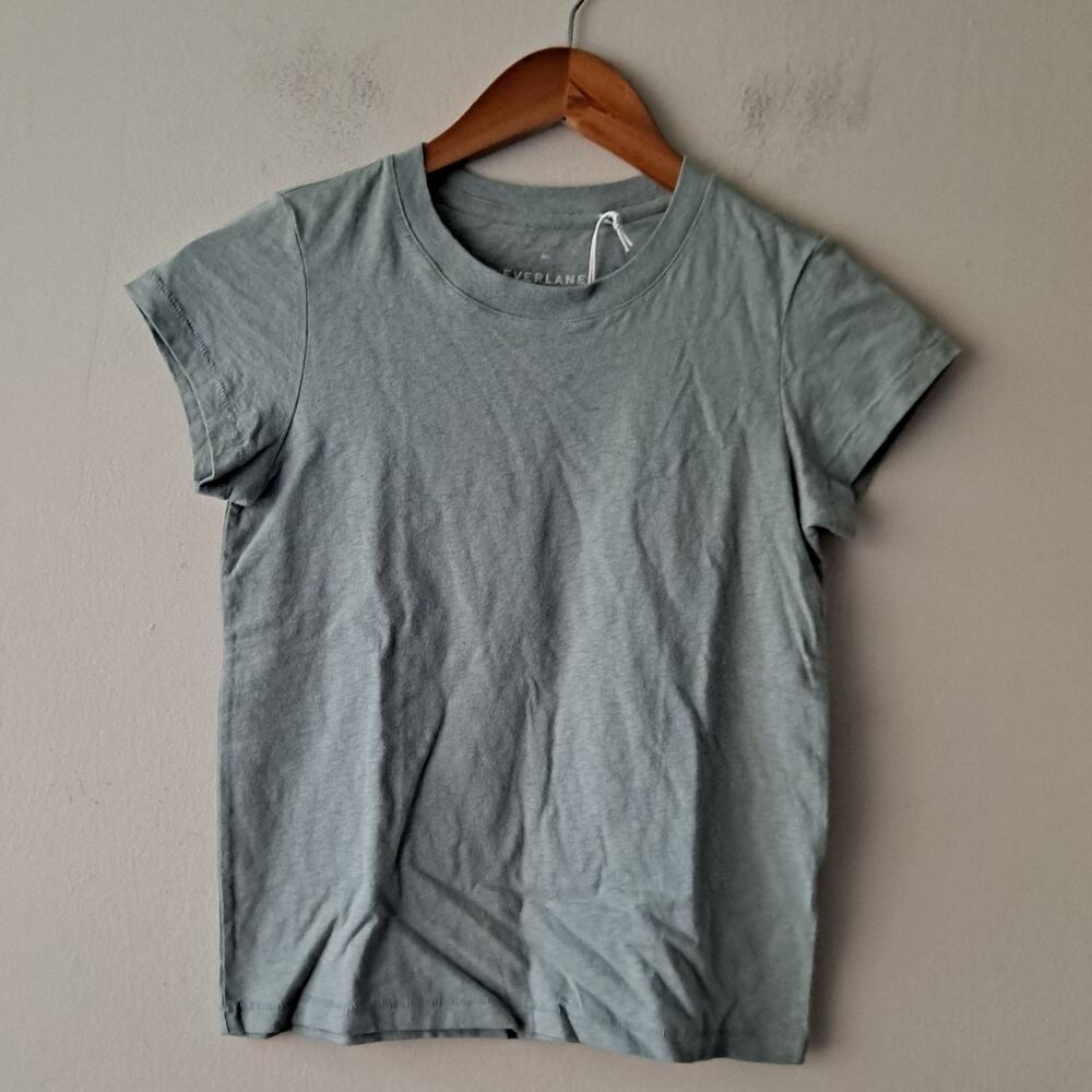 NWT Everlane Top 100% Cotton Box Cut Short Sleeve Tee Sage Green Womens Size XXS - Picture 4 of 8